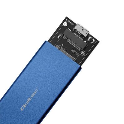 2. QOLTEC M.2 SSD-Gehäuse | SATA | NGFF | USB 3.0 | Superschnelle 5 Gbit/s | 2 TB | Blau