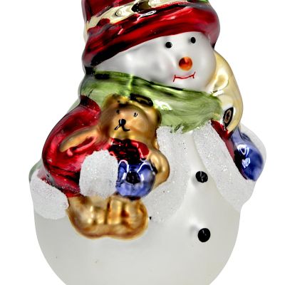 3. GLAS-WEIHNACHTSKUGEL IN FORM EINES SCHNEEMANNS 11 CM SASKA GIFT & DECOR