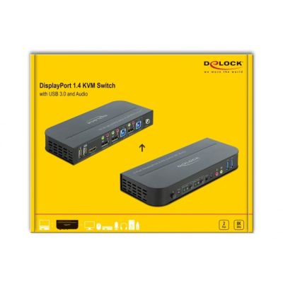 4. KVM-Switch mit DisplayPort 1.4, 8K, USB 3.0 und Audio – KVM-/Audio-/USB-Switch – 2 Anschlüsse