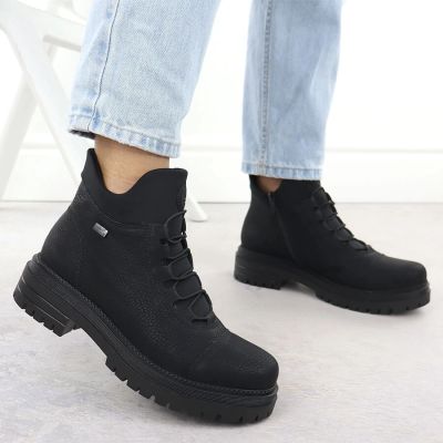 14. Damen-Lederboots im Worker-Stil mit Gummizug, Schwarz, Rieker Y3163-00