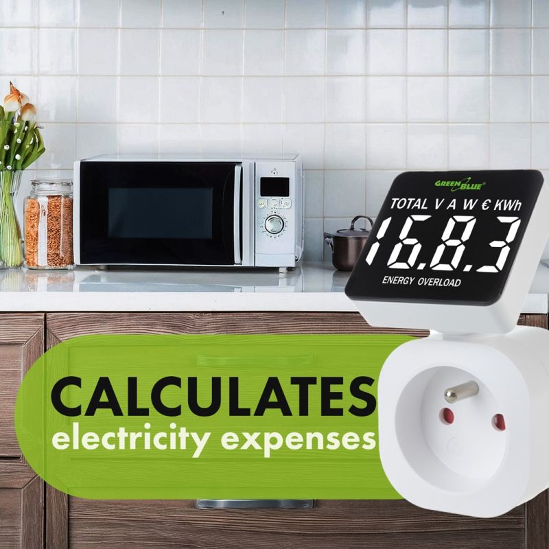 14. GREENBLUE Energiezähler, Wattmeter, 16 A, max. 3680 W, Speichersicherung GB620 E