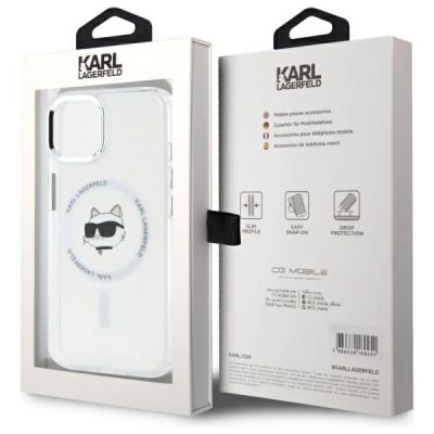 8. Karl Lagerfeld IML Metal Choupette Head MagSafe iPhone 15 Plus Hülle - Weiß