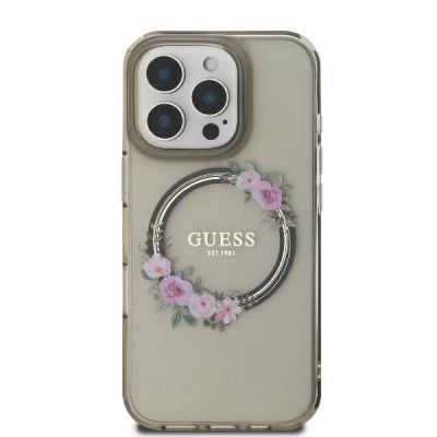 3. Guess IML Flowers Wreath MagSafe Case für iPhone 16 Pro - Schwarz