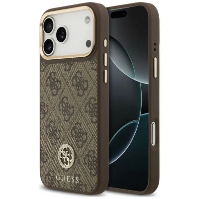 Guess 4G Strass Logo MagSafe Hülle für iPhone 18 Pro Max / 17 Pro Max – Braun