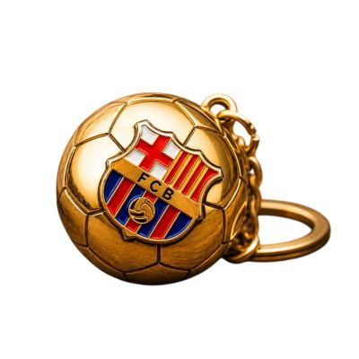 12. Original lizenzierter FC Barcelona Schlüsselanhänger in Form eines goldenen Balls mit dem Wappen B7081