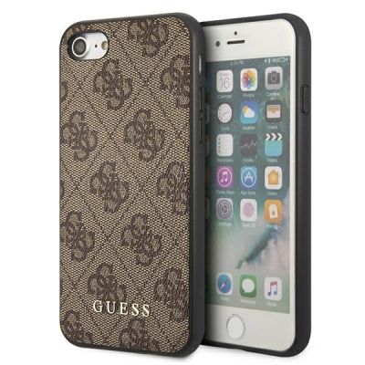 Guess 4G Metal Gold Logo Case für iPhone SE 2022 / 2020 / 7 / 8 - Braun