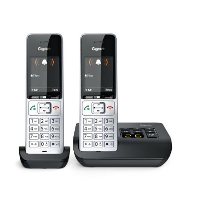 3. Gigaset COMFORT 500A Duo-Telefon (Analog/DECT) mit Anrufernamen und --ID, Schwarz/Silber