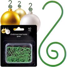 METALLHAKEN FÜR CHRISTBAUMKUGELN 40 STÜCK GRÜN