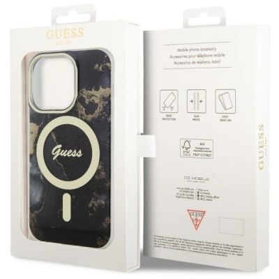 11. Guess GUHMP14LHTMRSK iPhone 14 Pro 6.1" schwarz/schwarz Hardcase Golden Marble MagSafe