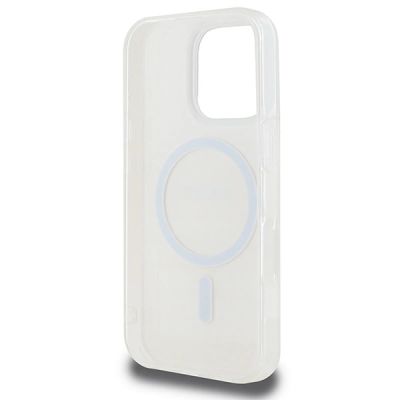 7. DKNY Repeat Texture Pattern & Stripe MagSafe Hülle für iPhone 16 Pro – Rosa