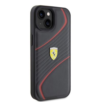 4. Ferrari FEHCP15SPTWK iPhone 15 6,1" schwarz/schwarzes Hardcase Twist Metal Logo