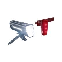 LED-Fahrradlampe für Rennen (Montageort: vorne/hinten), Lichtfarbe: weiß/rot, Gehäusefarbe: schwarz, Lithium-Ionen-Akku, Lichtmodus: blinkend/dauerhaft, Kunststoff