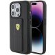 Ferrari Grip Stand Metall-Logo-Hülle für iPhone 15 Pro – Schwarz