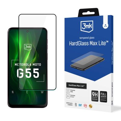 9. 3mk HardGlass Max Lite Schwarz gehärtetes Glas für Motorola Moto G55 5G