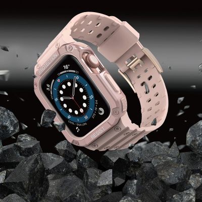 6. Schutzarmband für Apple Watch 42/44/45 mm Panzergehäuse-Armband - Rosa