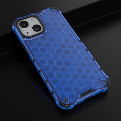 14. Honeycomb Handyhülle Schutzhülle mit TPU Rahmen für iPhone 13 mini blau
