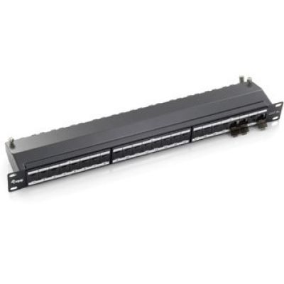 19-Zoll-Patchpanel mit 24 RJ45-Anschlüssen, Cat6a-FTP-Anschluss, 1 HE, 500 MHz, RAL7035