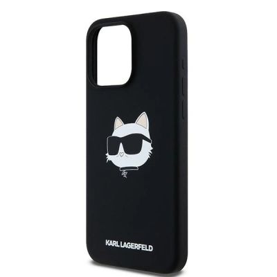 6. Karl Lagerfeld Silikon Choupette Head MagSafe Hülle für iPhone 15 Pro Max – Schwarz