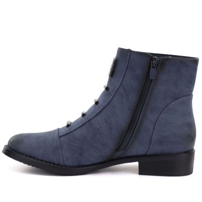 3. Damen-Stiefeletten, blau, flach, Modell M.Daszyński SA62-126
