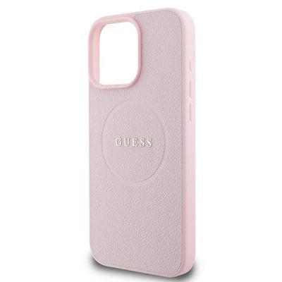6. Guess Grained Ring MagSafe Hülle für iPhone 16 Pro – Rosa