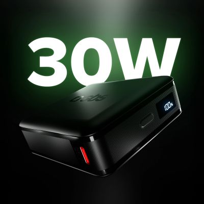 4. SBS HD 30W 10000mAh USB-C Powerbank mit LCD-Display – Schwarz