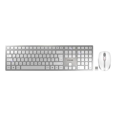 CHERRY DW 9100 SLIM Tastatur und Maus inklusive, universell, kabellos (RF) + Bluetooth, QWERTZ-Tastatur, Neusilber