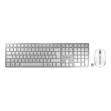 CHERRY DW 9100 SLIM Tastatur und Maus inklusive, universell, kabellos (RF) + Bluetooth, QWERTZ-Tastatur, Neusilber