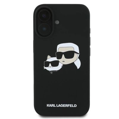 3. Karl Lagerfeld Silikon Case Nauble Heads Print MagSafe für iPhone 16 Plus - Schwarz