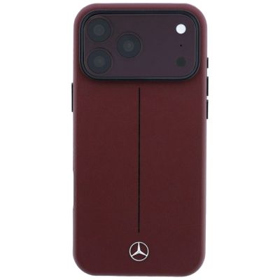 3. Mercedes Leder-Halbhülle mit ikonischer MagSafe-Linie für iPhone 18 Pro / 17 Pro – Burgunderrot