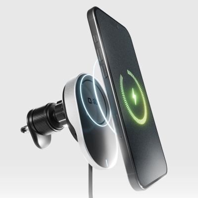 5. Smartphone-Halterung mit SBS TESUPP15WRETRACABL kabellosem Ladegerät mit einziehbarem Kabel, MagSafe-kompatibel – Schwarz