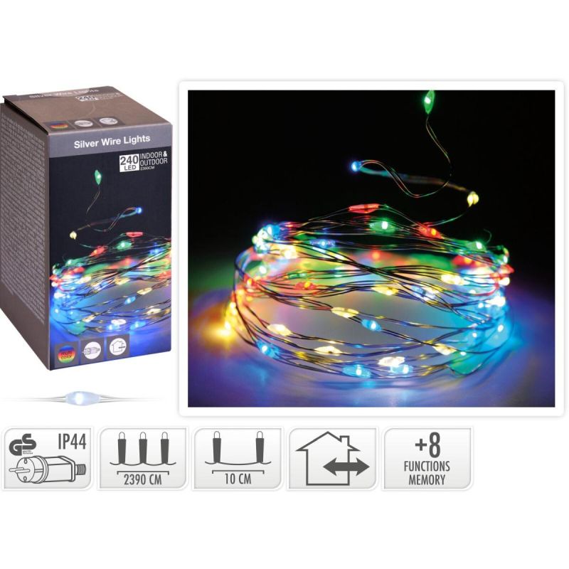 6. KABELLAMPEN-GARNITUR 240 LED MEHRFARBEN