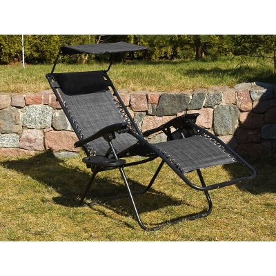 2. Klappbarer Gartenstuhl mit Sonnendach 173 x 52/65 x 110 cm, Grau