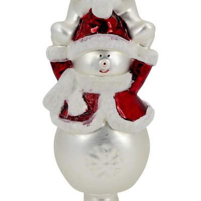 5. Gläserner Christbaumspitzen-Aufsatz 3 Schneemänner 28 cm