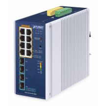 PLANET IP30 Industrieller L2/L4 8-Port Managed L2/L4 Gigabit Ethernet (10/100/1000) Aluminium, Blau