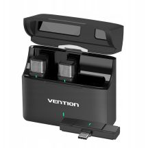 Vention USB-C-Funkmikrofon, 2er-Pack mit Ladeetui, Schwarz