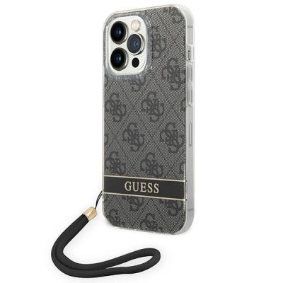 Guess GUOHCP14LH4STK iPhone 14 Pro 6.1 "schwarz / schwarzes Hardcase 4G Print Strap