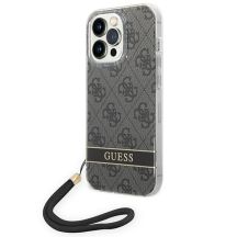 Guess GUOHCP14LH4STK iPhone 14 Pro 6.1 "schwarz / schwarzes Hardcase 4G Print Strap