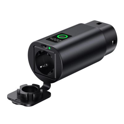 2. V2L Typ 2 Adapter – Schuko 3500 W mit Leistungsanzeige und Gehäuse – schwarz