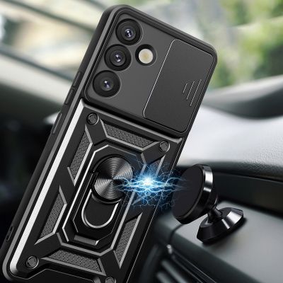 3. Hybrid Armor Camshield-Hülle mit Kameraabdeckung und Metallring für Samsung Galaxy S25+ – Schwarz