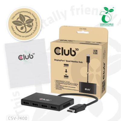 8. USB Club Hub 3D MST (Multi Stream Transport) DisplayPort 1.4 auf 4x DisplayPort, vier Monitore, 4x 4K30Hz, 8K30Hz