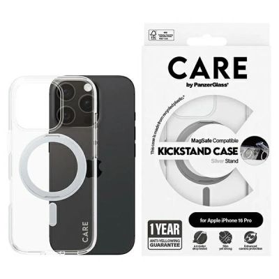 CARE by PanzerGlass Feature Kickstand Case iPhone 16 Pro 6,3" Silber/Silber MagSafe 1326