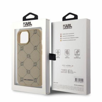 4. Karl Lagerfeld Magsafe Karl Head Hülle für iPhone 15 – Beige