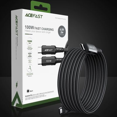 10. Acefast C4-03 Schwarz USB-C – USB-C PD QC-Kabel 100 W 5 A 480 Mbit/s 2 m – Schwarz