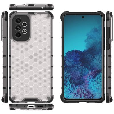 18. Gepanzerte Wabenhülle mit Gelrahmen für Samsung Galaxy A73 transparent