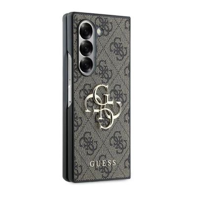 5. Guess Leder 4G Metall-Logo-Hülle für Samsung Galaxy Z Fold 6 – braun