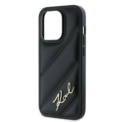 6. Karl Lagerfeld Diagonal Quilted Script Hülle für iPhone 13 Pro Max – Schwarz