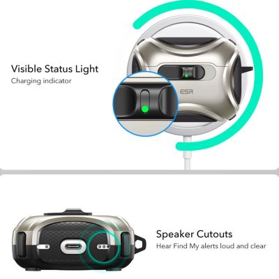 2. ESR Cyber ​​FlickLock MagSafe Hülle für AirPods Pro 3 – Silber