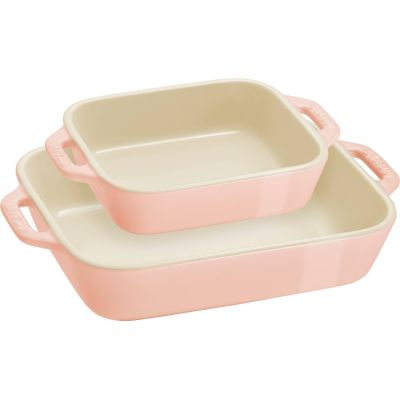 STAUB COOKING Set mit 2 rechteckigen Servierplatten, Hellrosa