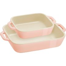 STAUB COOKING Set mit 2 rechteckigen Servierplatten, Hellrosa