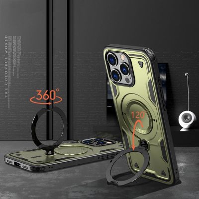 3. Hybrid Armor Trendige Hülle mit MagSafe für iPhone 16 Pro – Grün